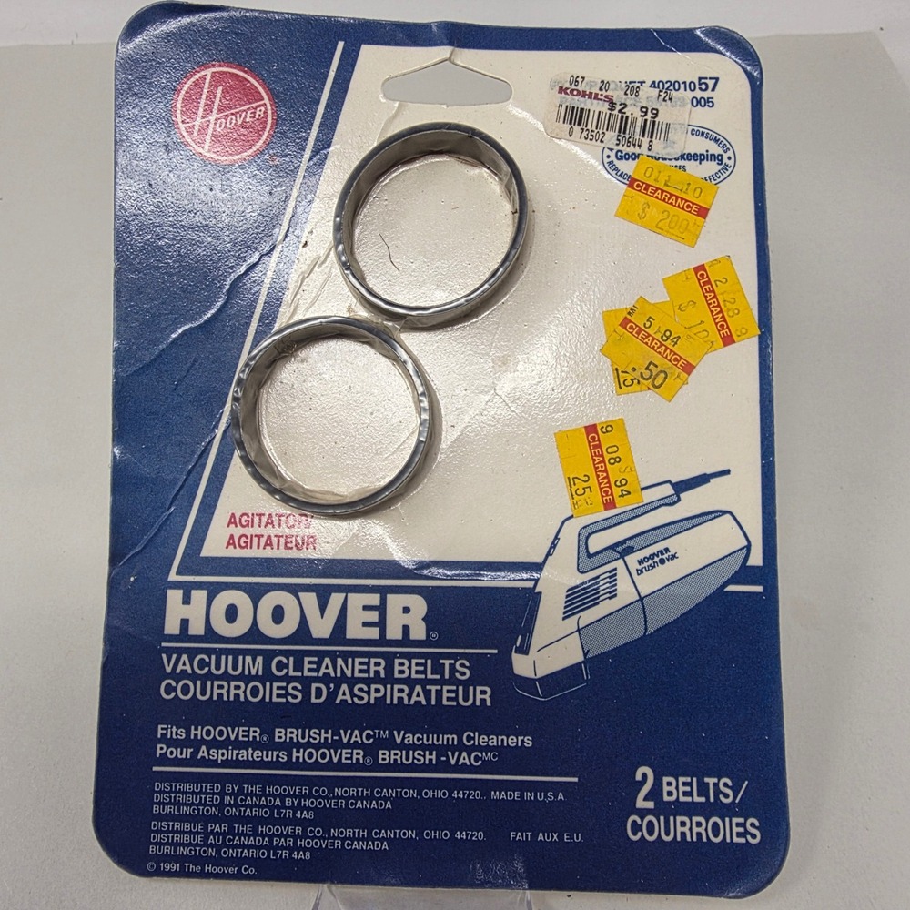 Hoover Vacuum Cleaner 2 Belts Brush-Vac 40201057 Replacement 1 Pack Vintage New